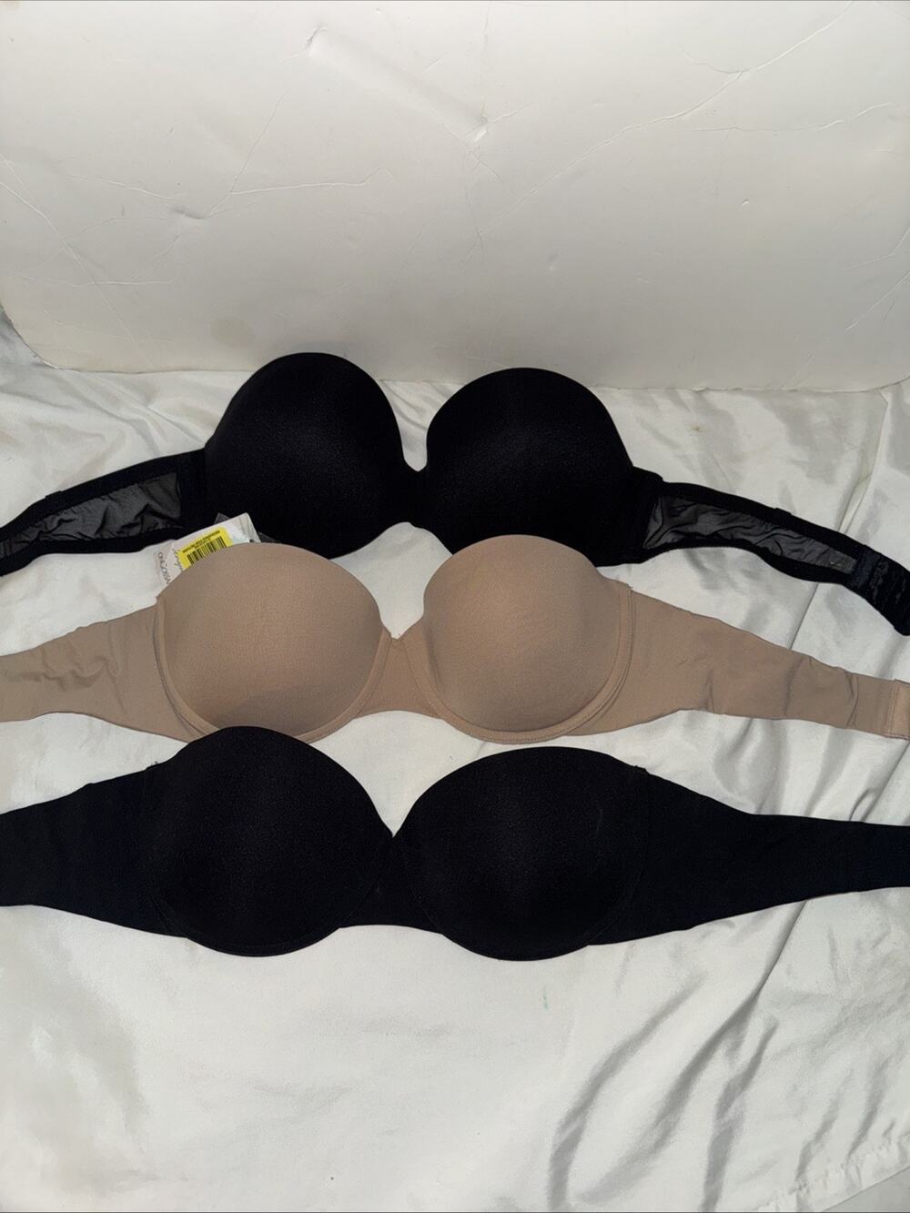 Multiple Brands Bra Underwire 36B Lot of 3 Strapless Black Nude